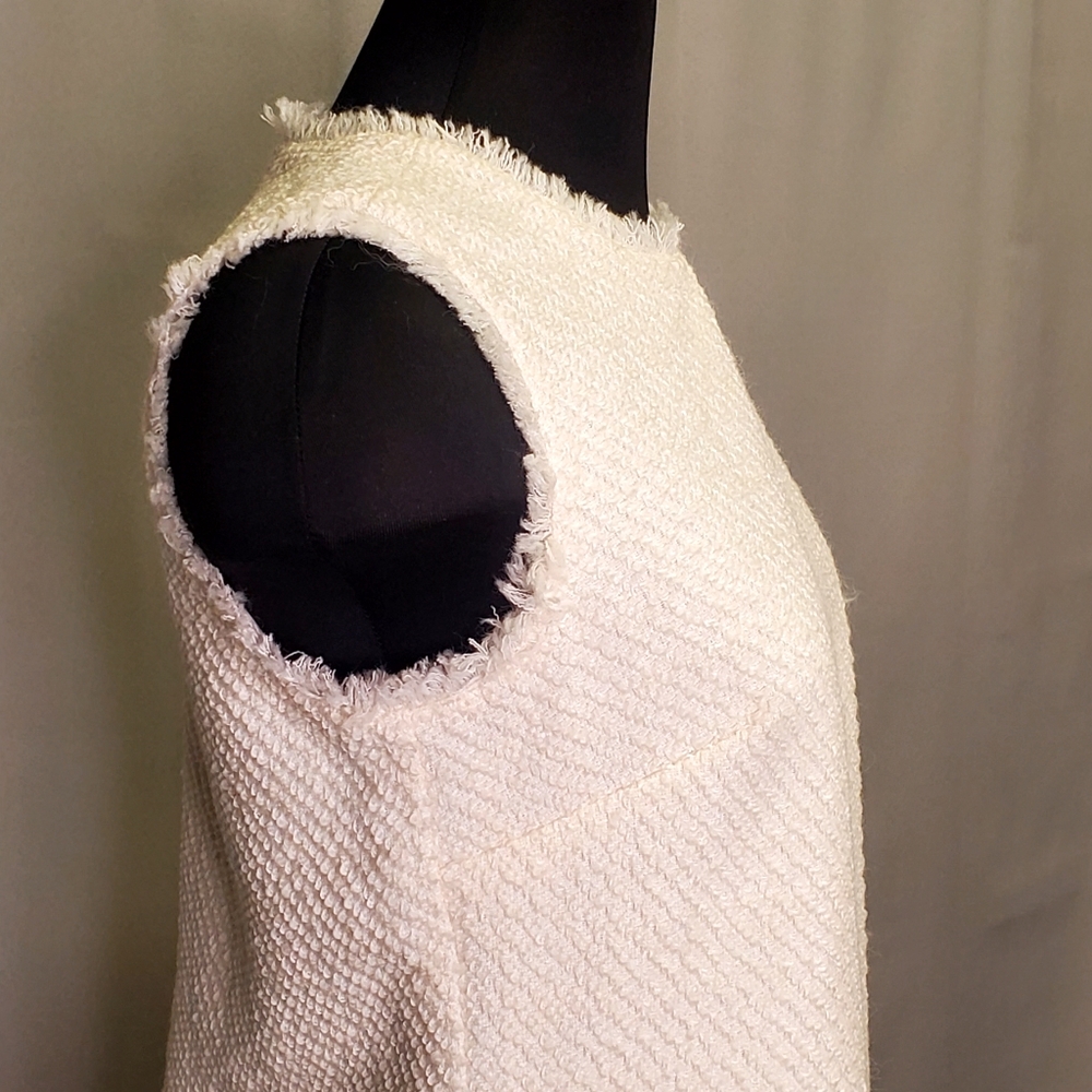 Ann Taylor Fringe Tweed Wool White Blouse Crew Neck Size S - Picture 11 of 15